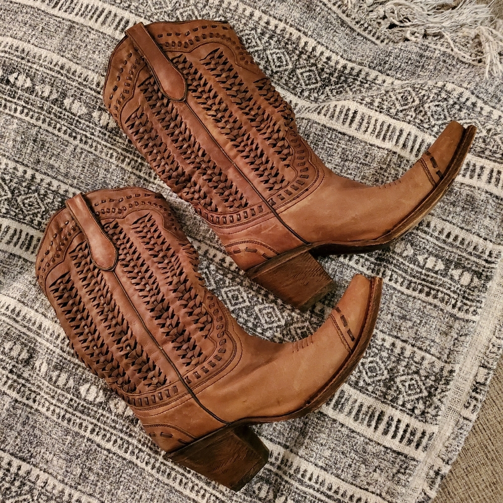 Corral boots womens leather beaded brown fashion
